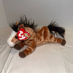 TY “Oats” Horse Beanie Toy Brown and White Botn in 2000 Y2K‎ Horse Lovers
